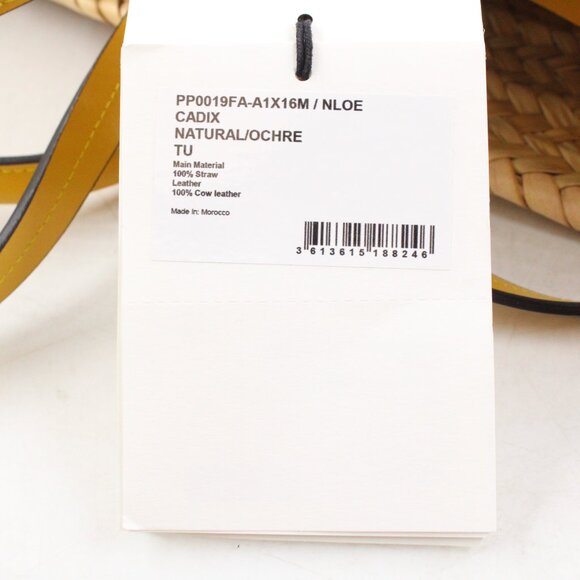 NWT Isabel Marant Cadix Raffia Basket Bag with Leather Trim in Natural/Ochre - Picture 11 of 12